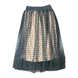 Metrowear Black Polka Dot Tulle Midi Skirt – Size Medium